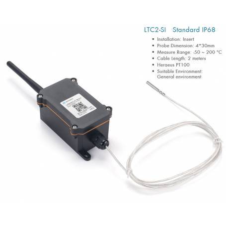 Sensor de temperatura industrial IP68 LoRaWAN LTC2-SI-AU915
