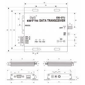 Transmisor y Receptor Inalambrico RS232 RS485 Via LoRa  E90-DTU(900SL22)